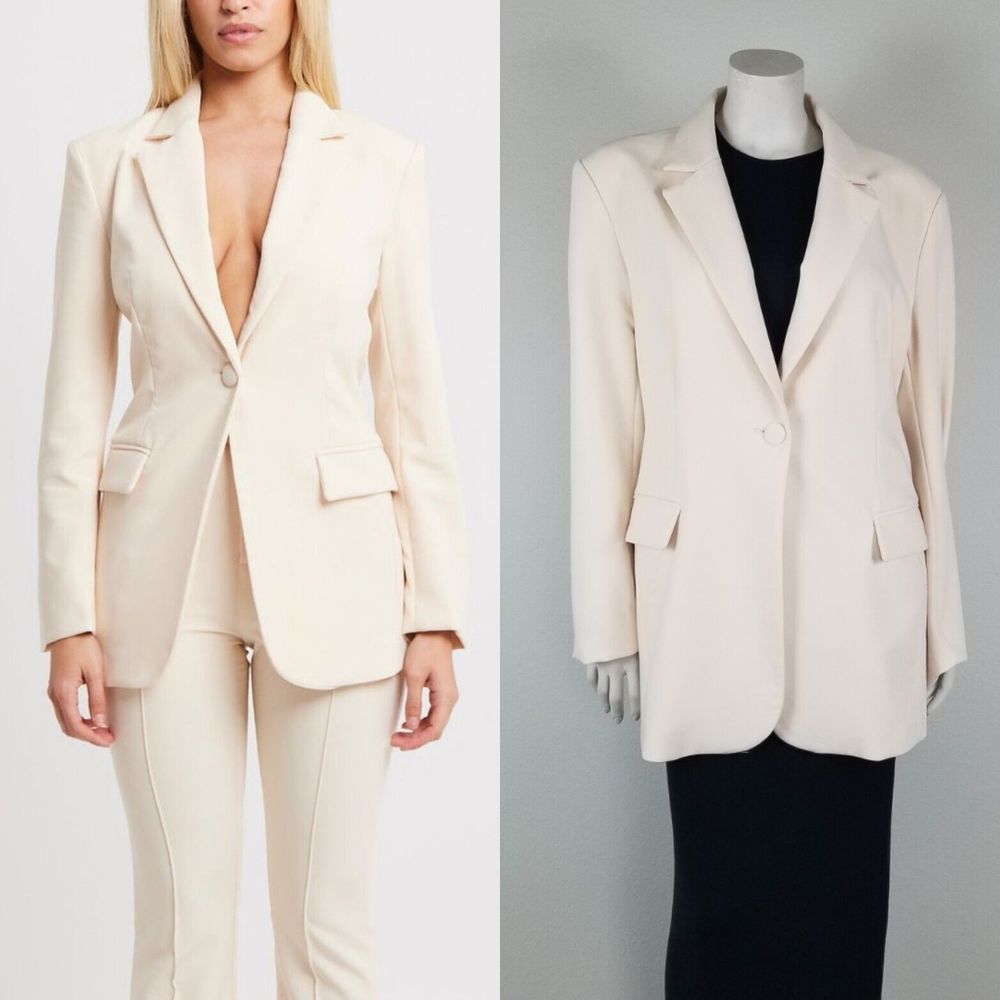 Boa. Because Of Alice Classic Cream Minimalist Neutral Luxury Blazer Size Large